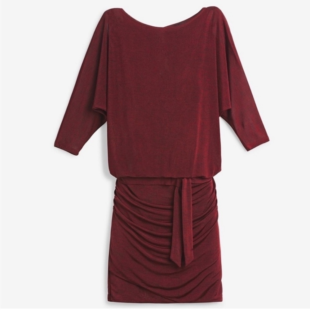 Deep red bubble skirt drop waist dress